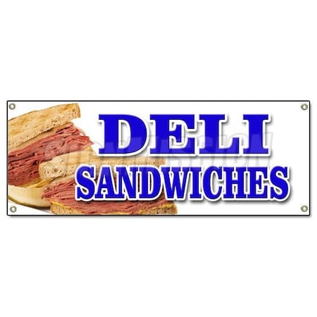 Signmission DELI SANDWICHES BANNER SIGN delicatessen sub cornbeef pastrami roll pickels B-Deli Sandwiches
